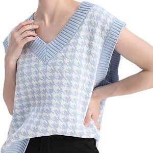 Sdencin (Amazon) Blue and White Houndstooth Sweater Vest - Size S